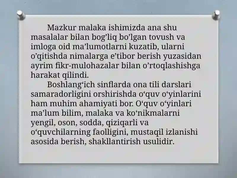 Boshlangich sinflarda jarangli va jarangsiz undoshlarni o`rganish metodikasi 2