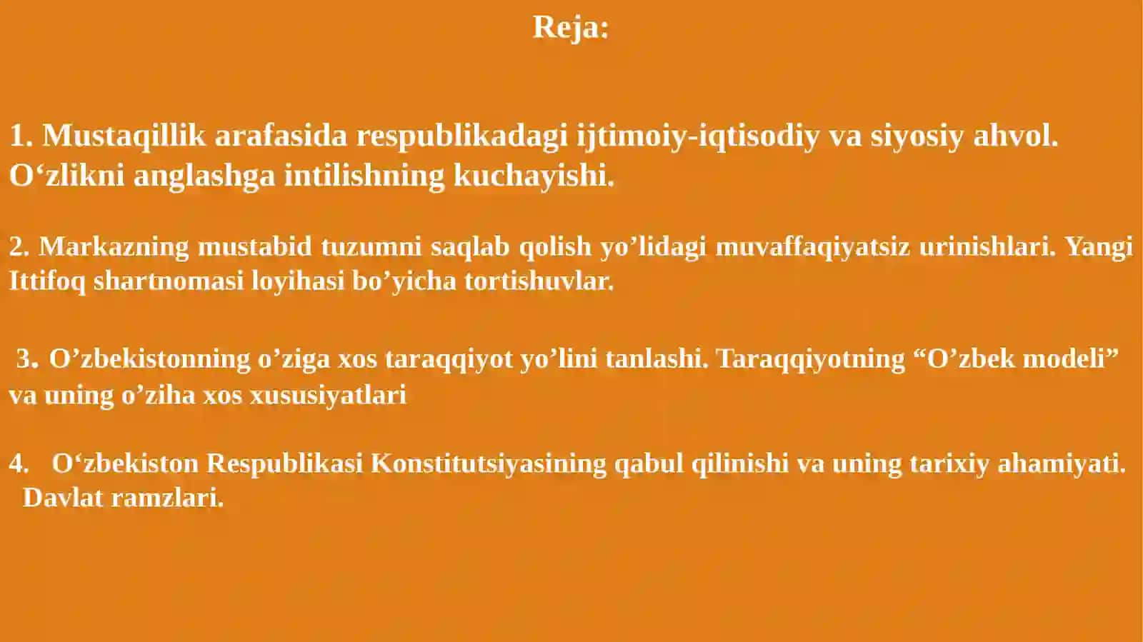 Mustaqil O'zbekiston Respublikasi Tashkil Topishi 2