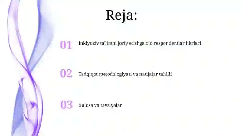 Inklyuziv ta'lim joriy etishga oid respondentlar fikrlari 2