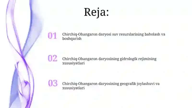 Chirchiq-Ohangaron daryosiga gidrologik tavsif 2