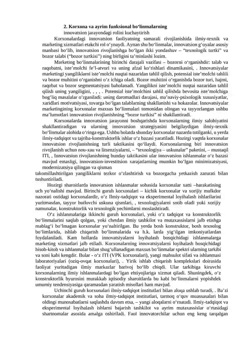 Korxonalarda innovatsion faoliyatni boshqarish 2