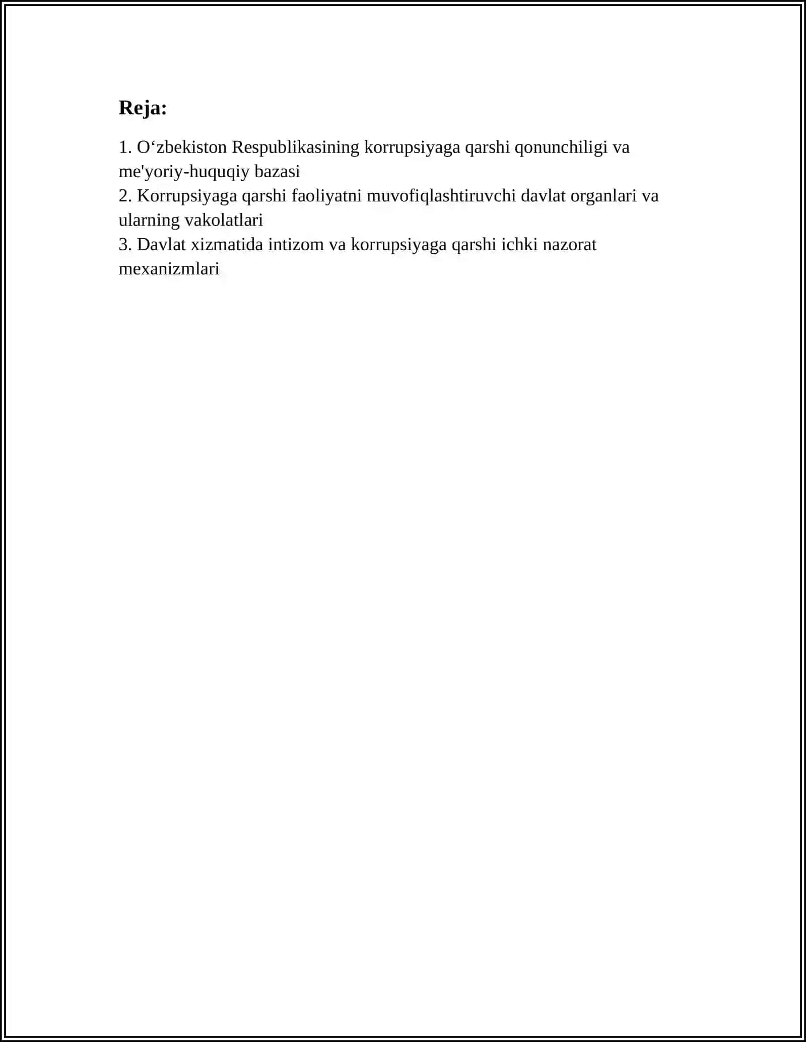 OʻZBEKISTONDA KORRUPSIYAGA QARSHI KURASH MEXANIZMLARI 2