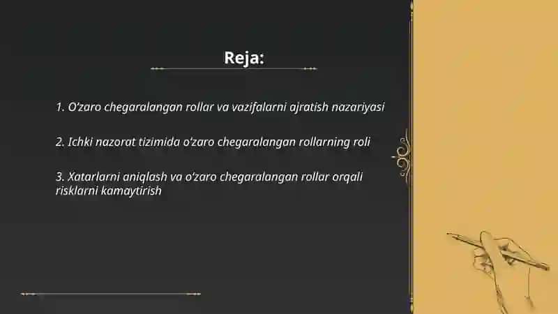 O‘zaro chegaralangan rollar va vazifalarni ajratish nazariyasi 2