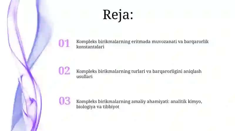 Kompleks birikmalarning eritmada muvozanati va barqarorlik konstantalari 2