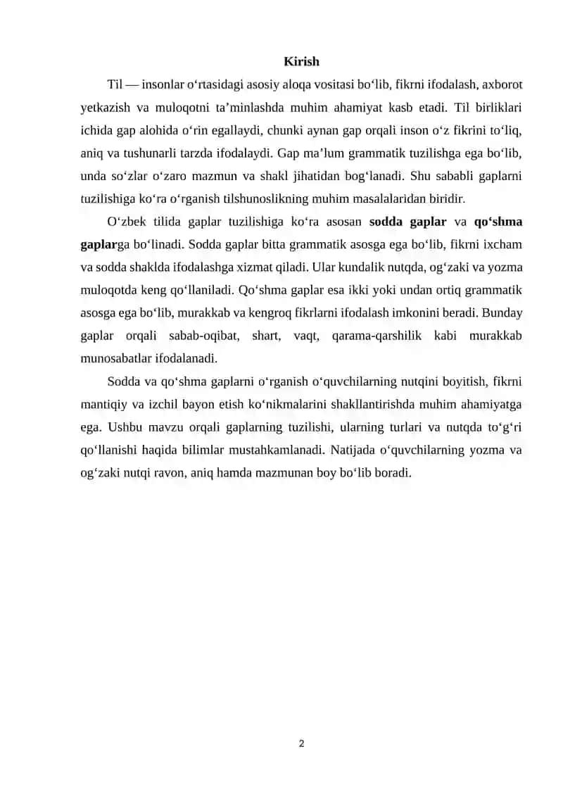 Sodda gaplar va qo‘shma gaplar 2