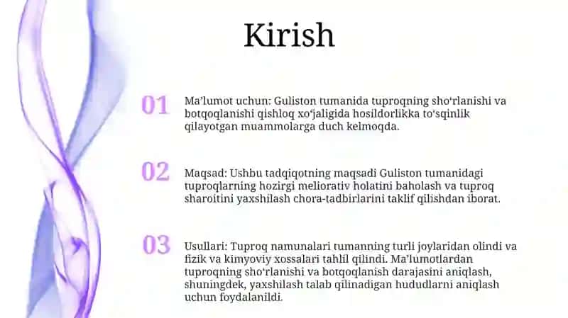 Guliston Tumani Tuproqlari Meliorativ Holati 2