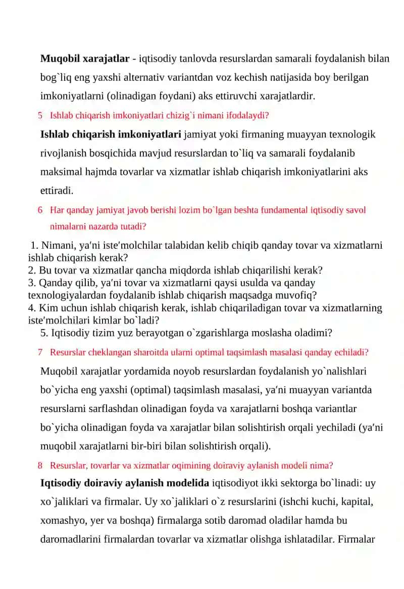 Mikroiqtisodiyot fanidan oraliq nazorat savollari 2