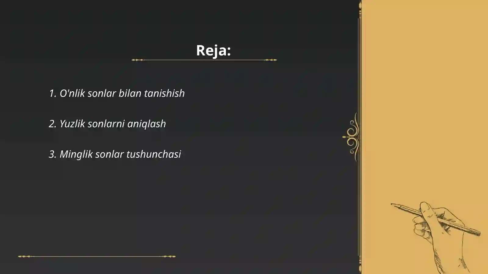 Konsentrlar ( 10, 100, 1000 va koʻp xonali sonlar) boʻyicha nomerlashga oʻrgatish metodi 2