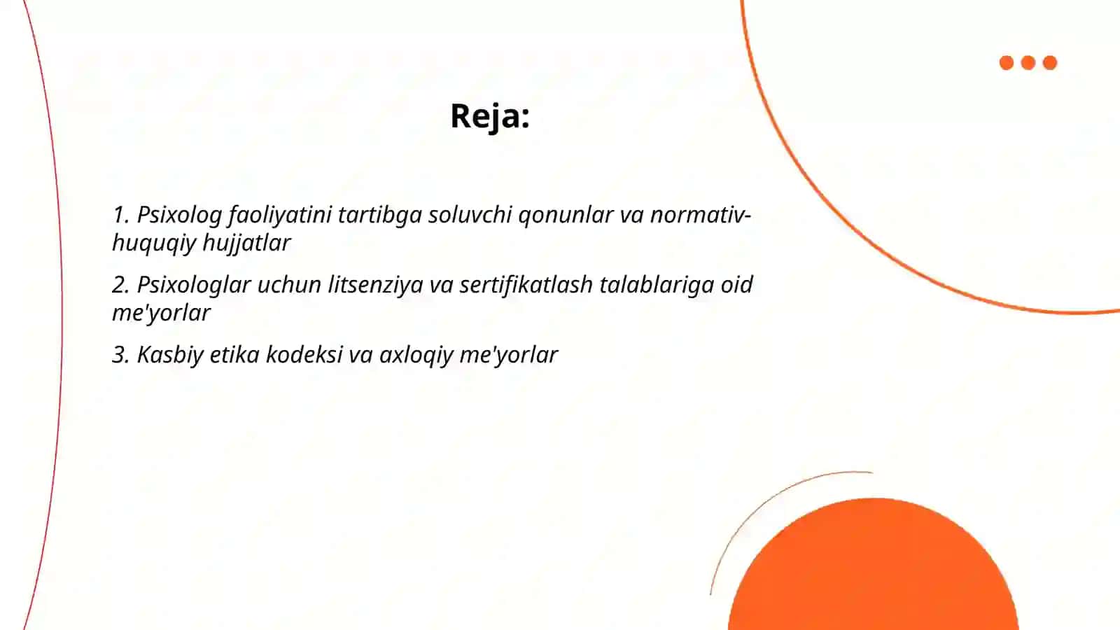 Psixologning kasbiy faoliyatini tashkil qolishda meyoriy xujjatlar 2