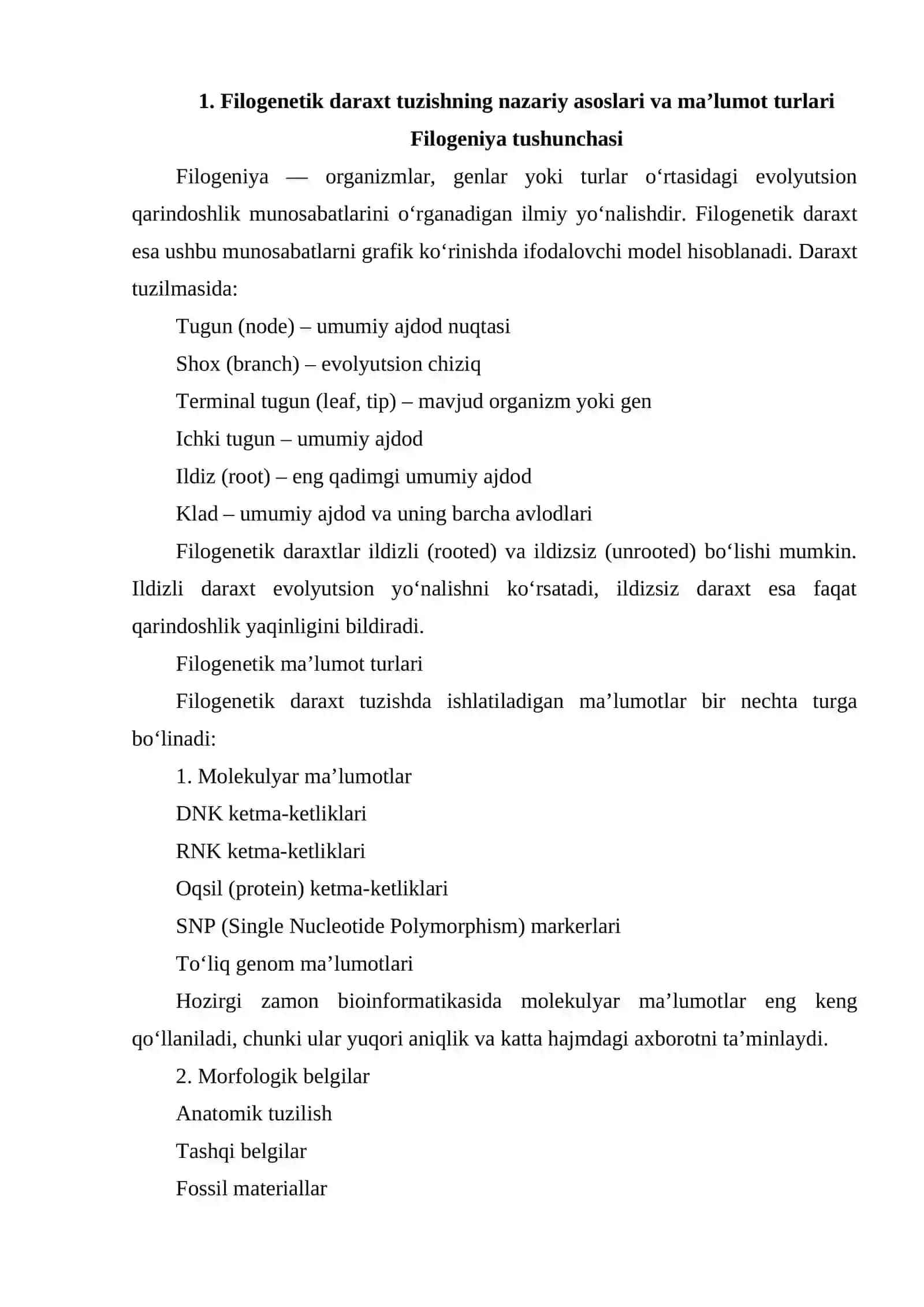 Filogenetik daraxtlarni tuzish algoritmlari 2