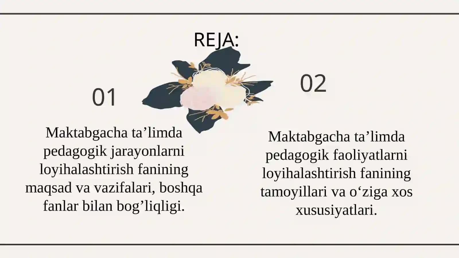 MAKTABGACHA TA’LIMNI LOYIHALASHTIRISH FANINING PREDMETI MAQSADI VA VAZIFALARI 2