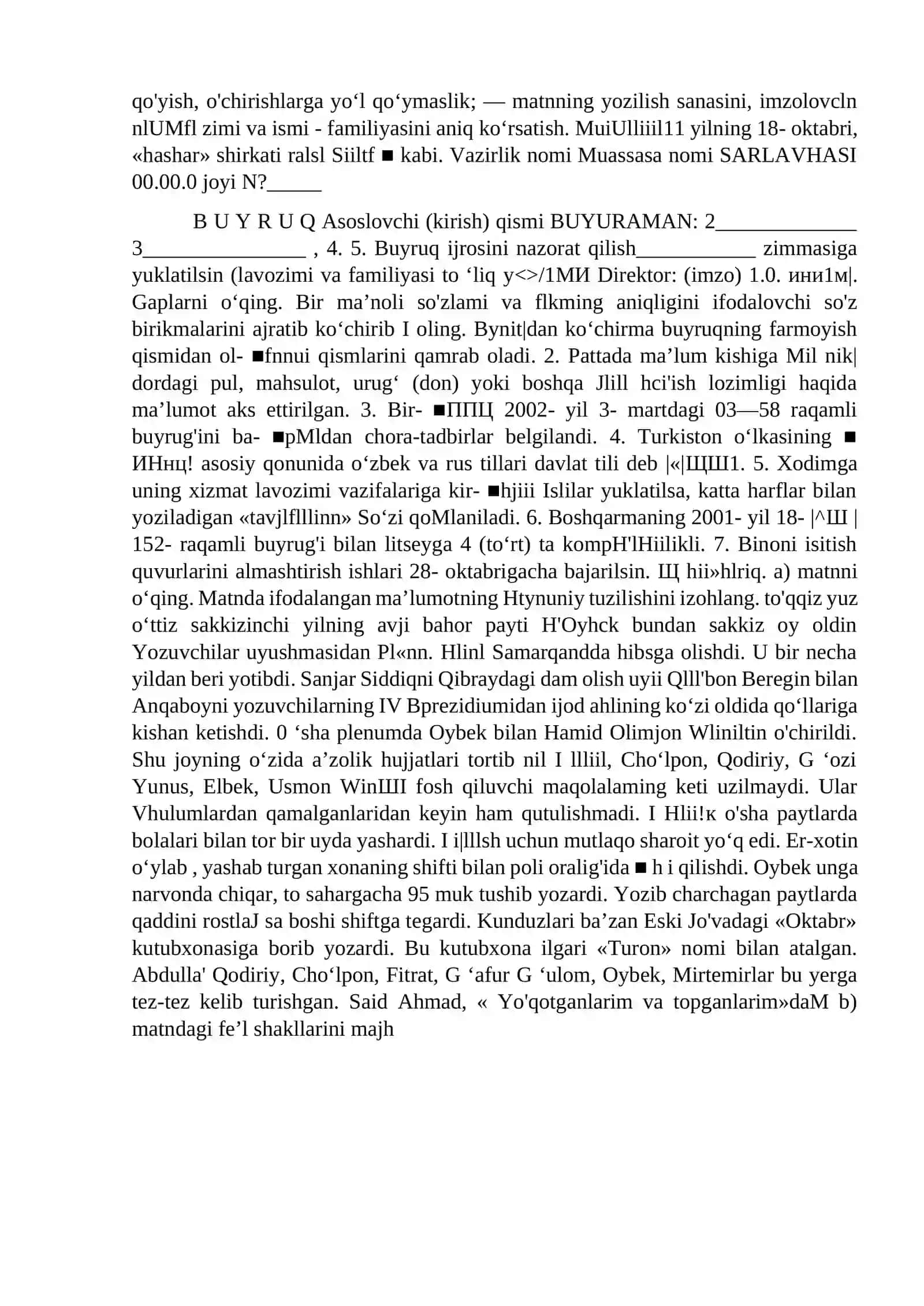 SOHAVIY FARMOYISH HUJJATLARI. BUYRUQ TURLARI, VAZIFASI, ISH YURITISHDAGI AHAMIYATI 2