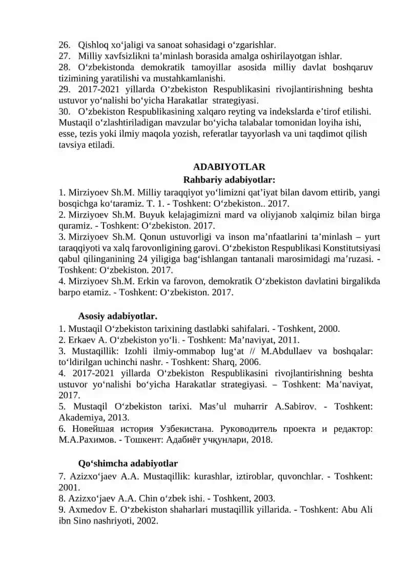 O‘zbekistonning eng yangi tarixi 2