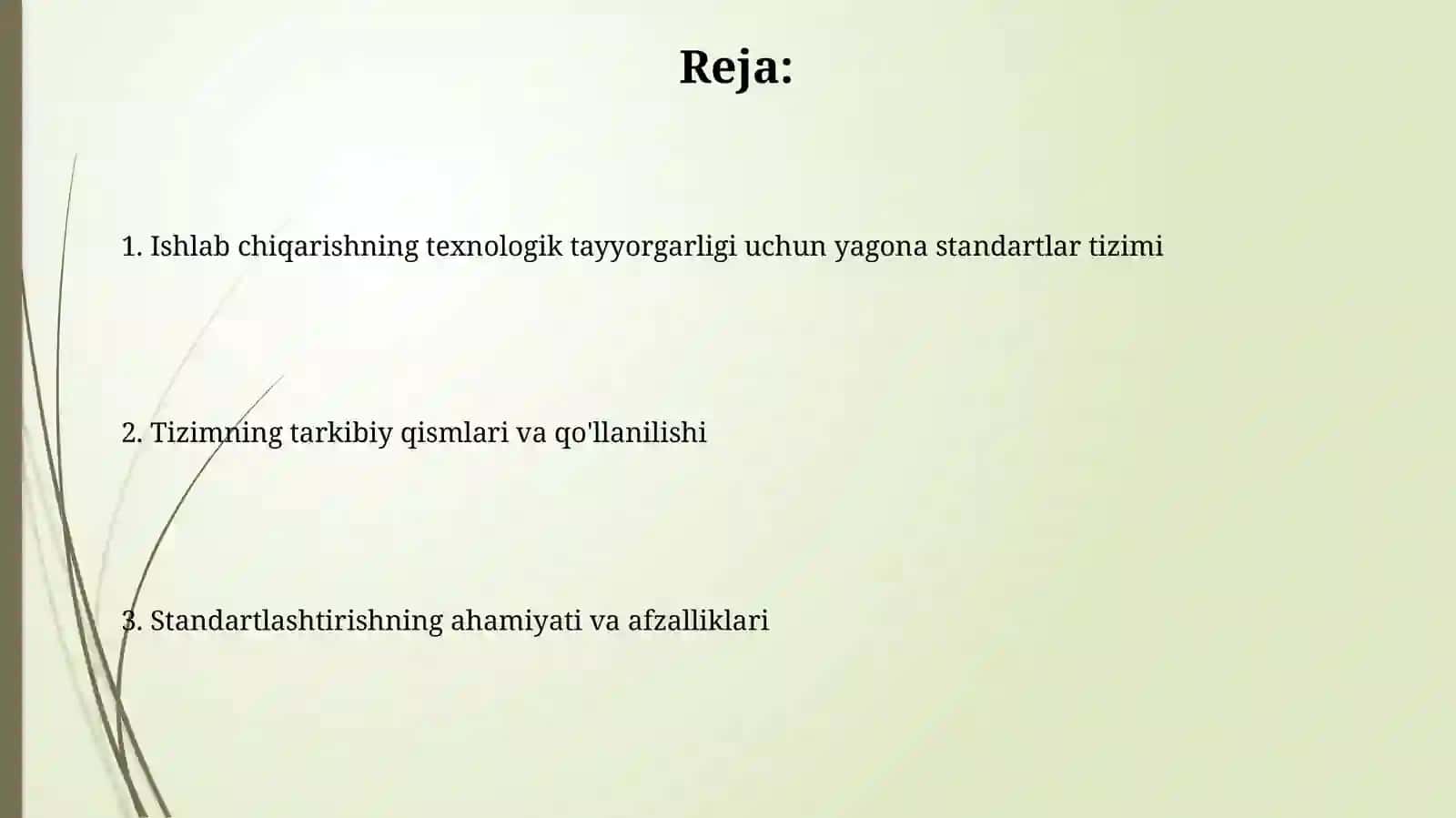 Ishlab chiqarishni texnologik tayyorlashning yagona tizimi standartlari 2
