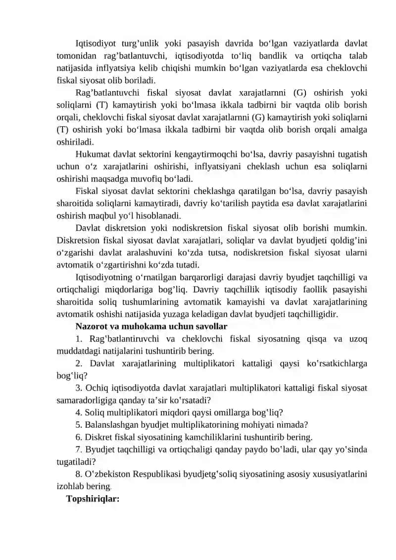 Davlat byudjeti, soliqlar va davlat qarzi 2