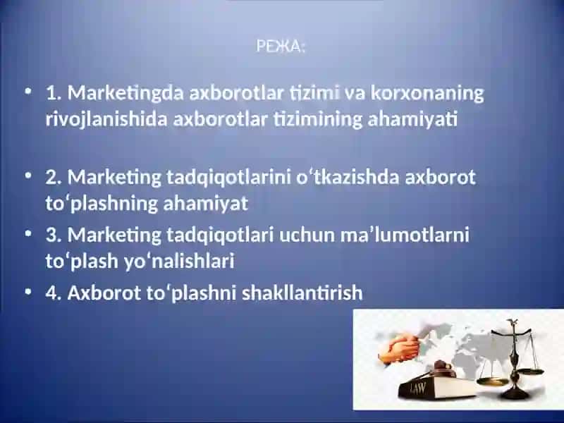 MARKETING TADQIQOTLARIDA AXBOROT TIZIMI VA AXBOROTI MANBAALARI 2