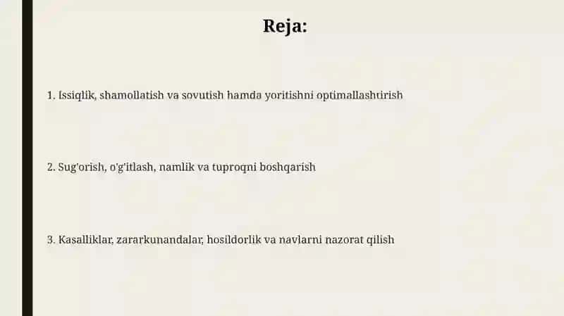 O'simliklarning hayotiy omillarini boshqarish 2