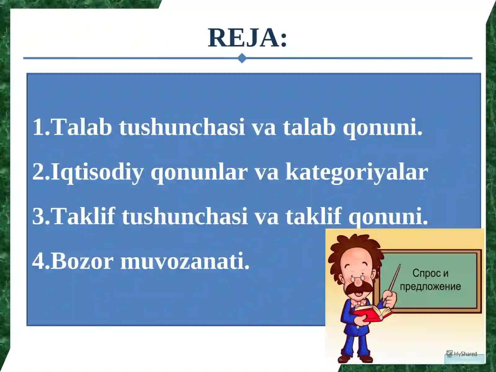 TALAB, TAKLIF VA BOZOR MUVOZANATI 2