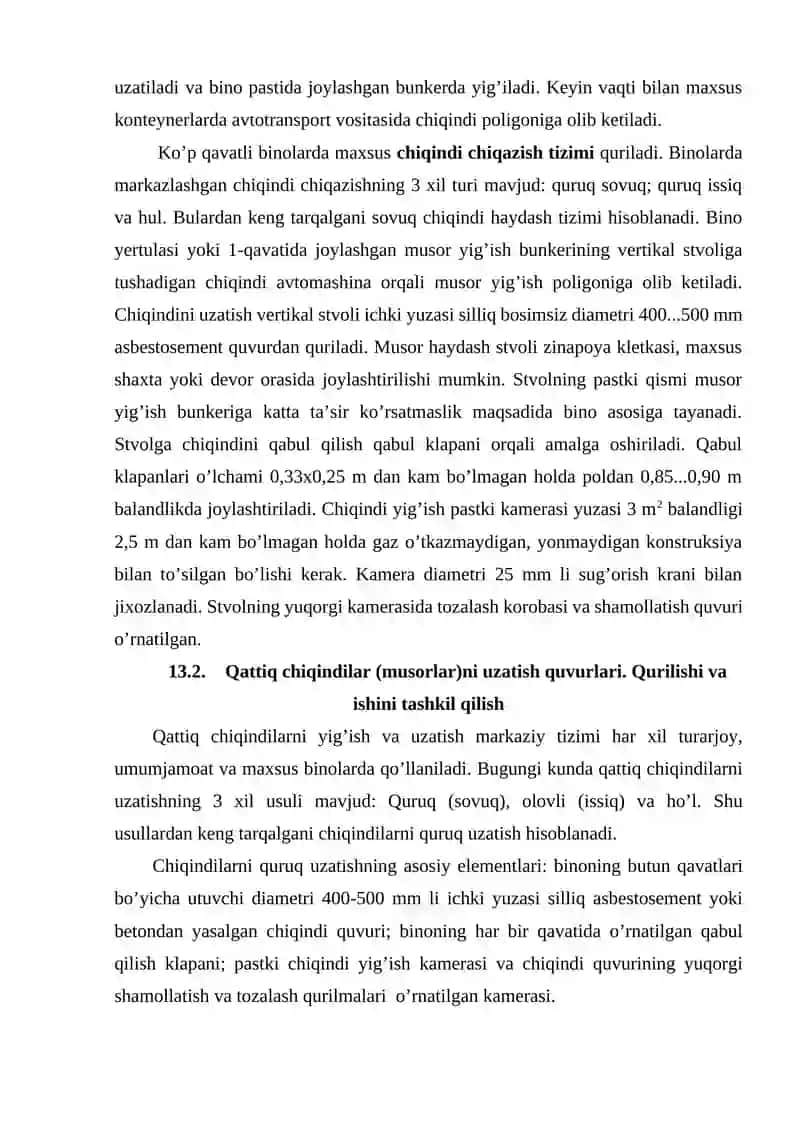 14-mavzu: Qattiq chiqindilar va chiqindilarni kanalizasiyalashtirish 2