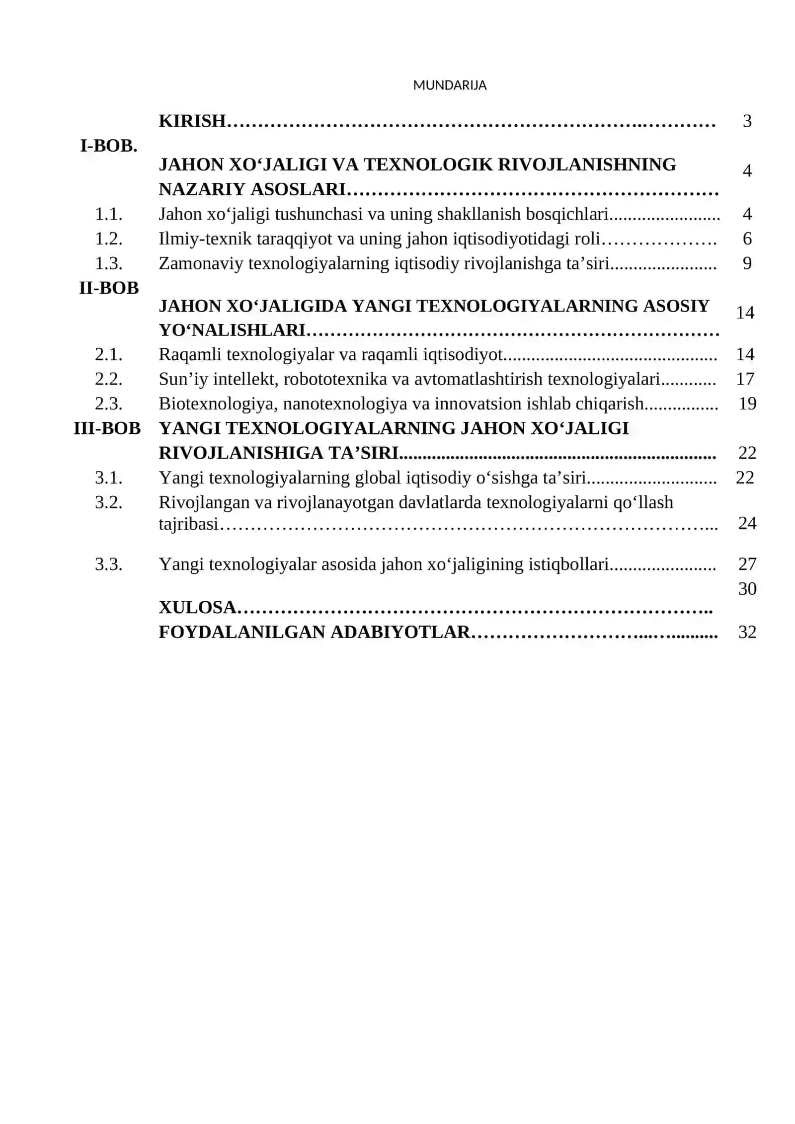 «Jahоn хo’jaligida yangi tехnоlоgiyalarning qo’llanilishi» 2