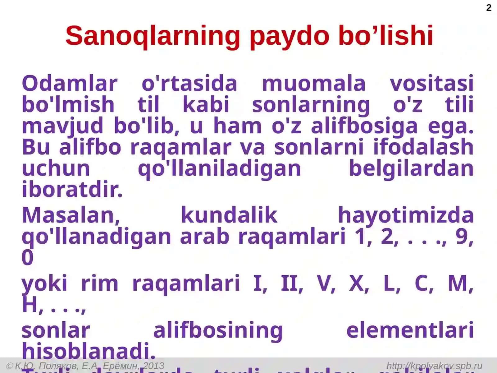 Sanoq sistemasi 2