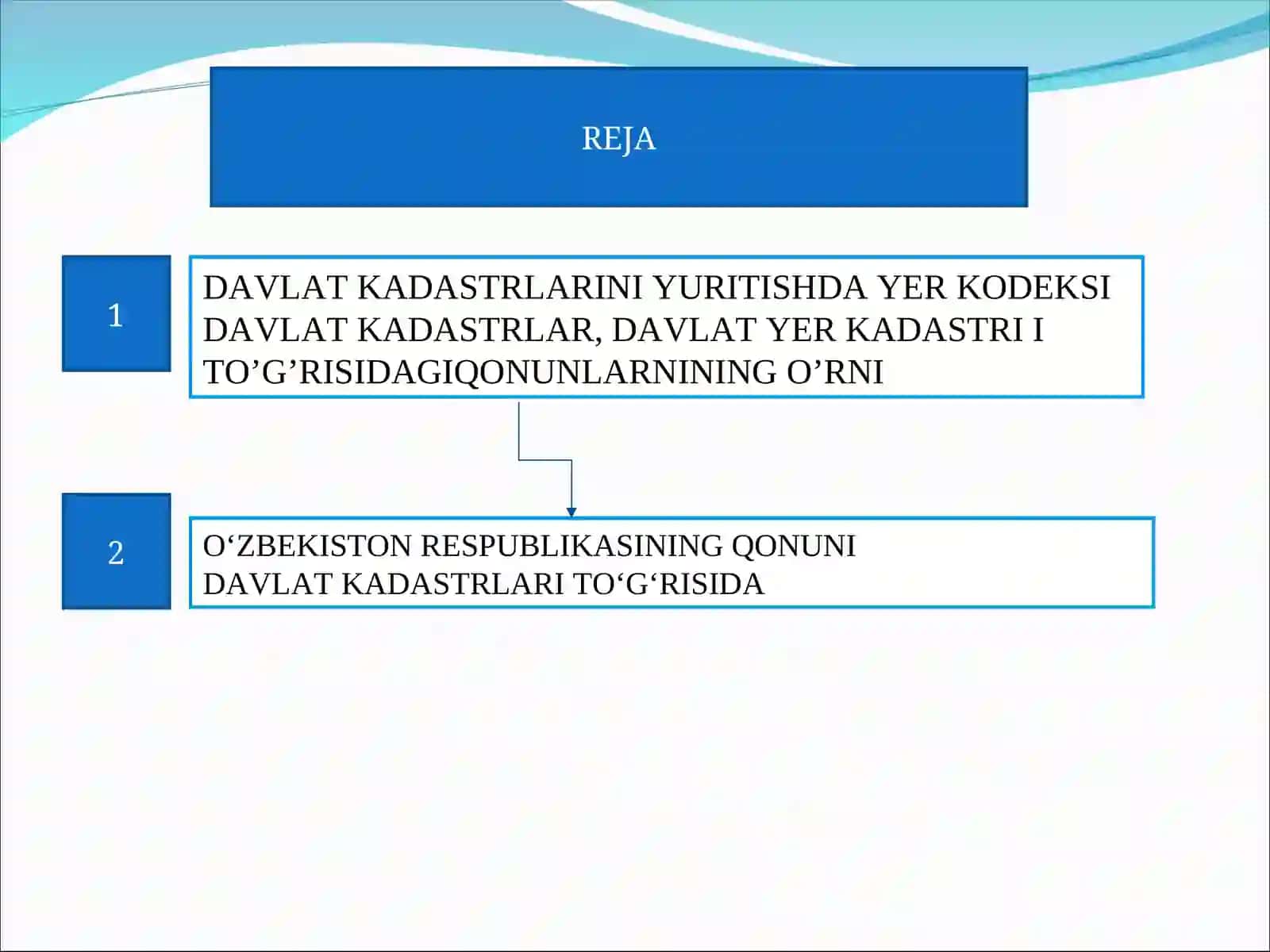 DAVLAT KADASTRLARI YAGONA TIZIMINI TASHKIL ETISH VA YURITISH VAZIFALARI 2