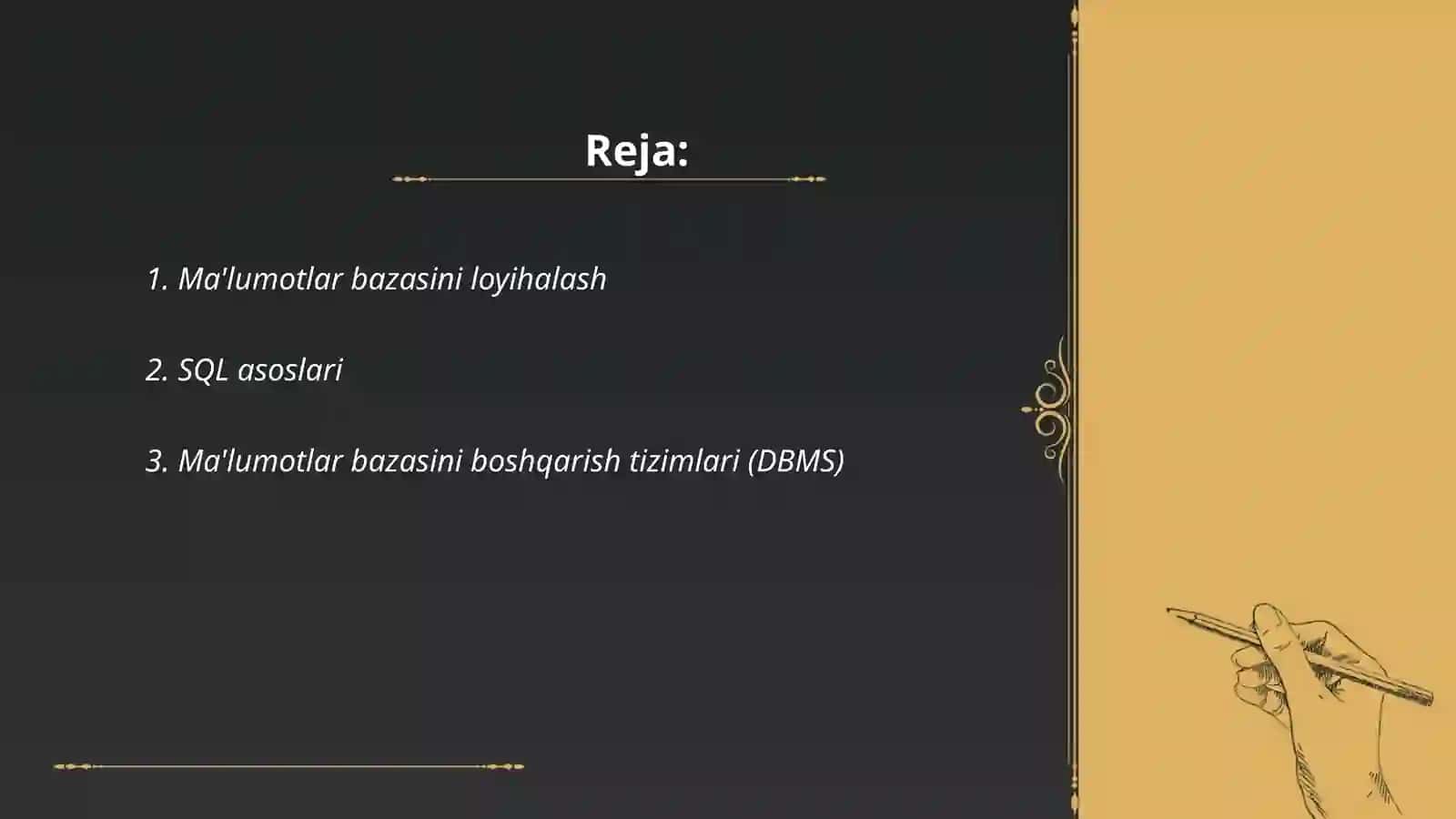 Ma'lumotlar bazasi va katta hajmdagi ma'lumotlar bilan ishlash texnologiyalari 2