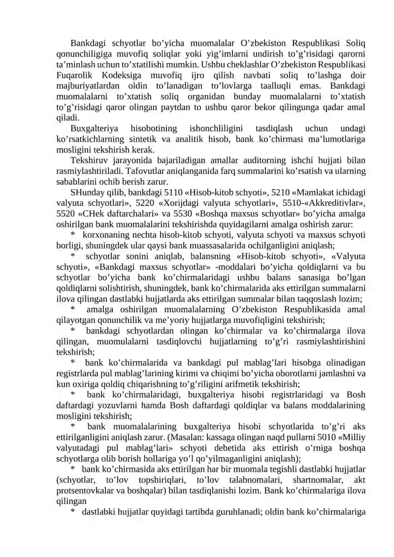 BANKDAGI BOSHQA MAXSUS SCHETLAR AUDITI 2