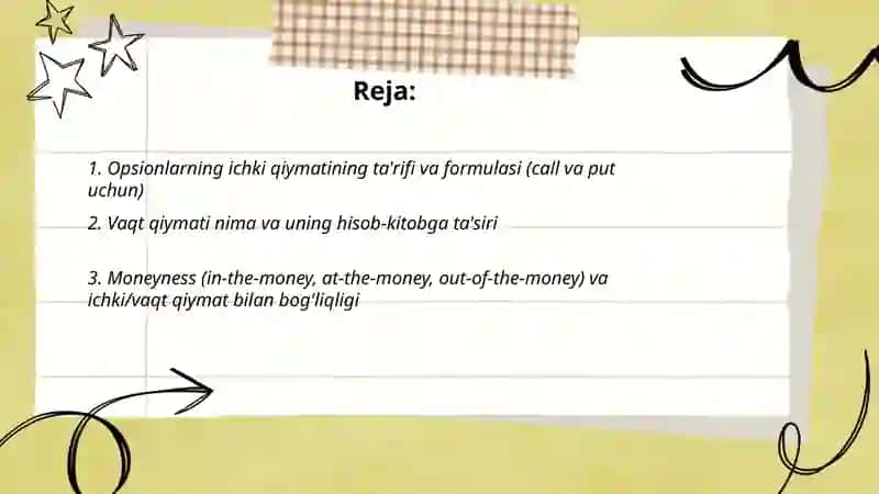 Opsionlarning ichki va vaqt qiymati: hisoblash usullari 2