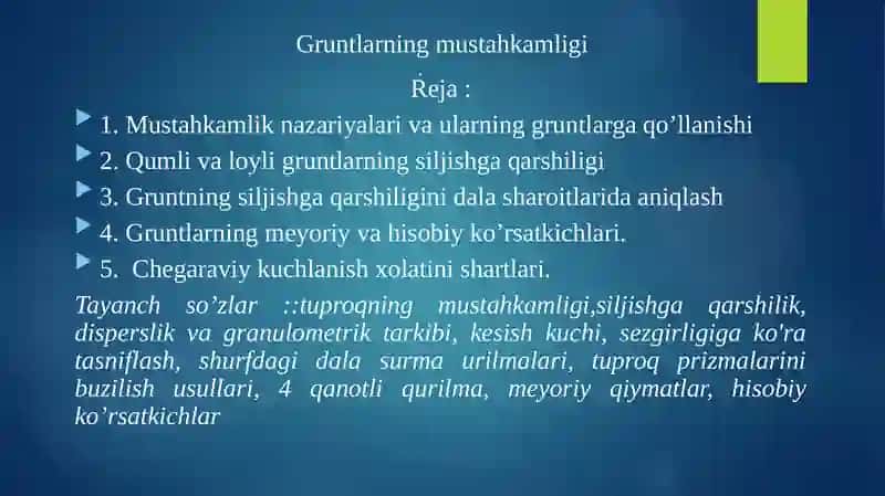 MUHANDISLIK GEOLOGIYASI VA GRUNTLAR MEXANIKASI 2