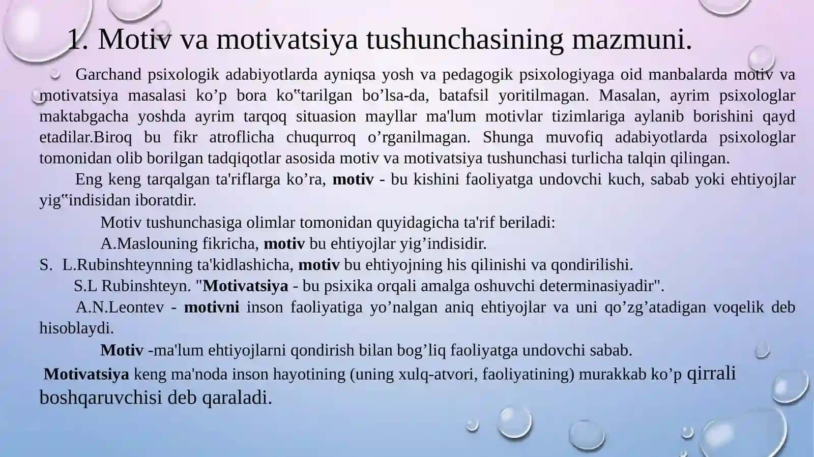 Motiv va motivatsiya hamda hissiyotning namoyon bo‘lishi 2