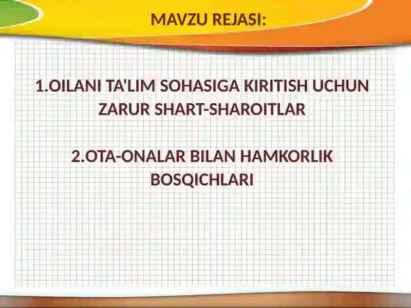 Ta'lim muassasasi va oilaning o'zaro ta'siri 2
