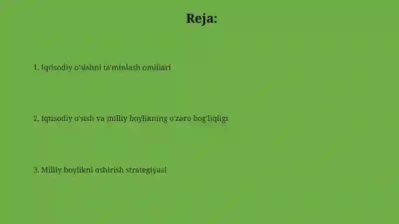 Iqtisodiy osish va milliy boylik 2