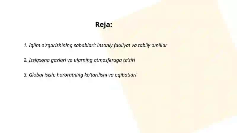 Iqlim õzgarishi. Ekologik muammolar. Iqlim õzgarishining tabiatga ta'siri 2