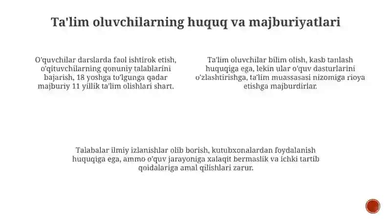 O'quvchilar huquq va majburiyatlar 2