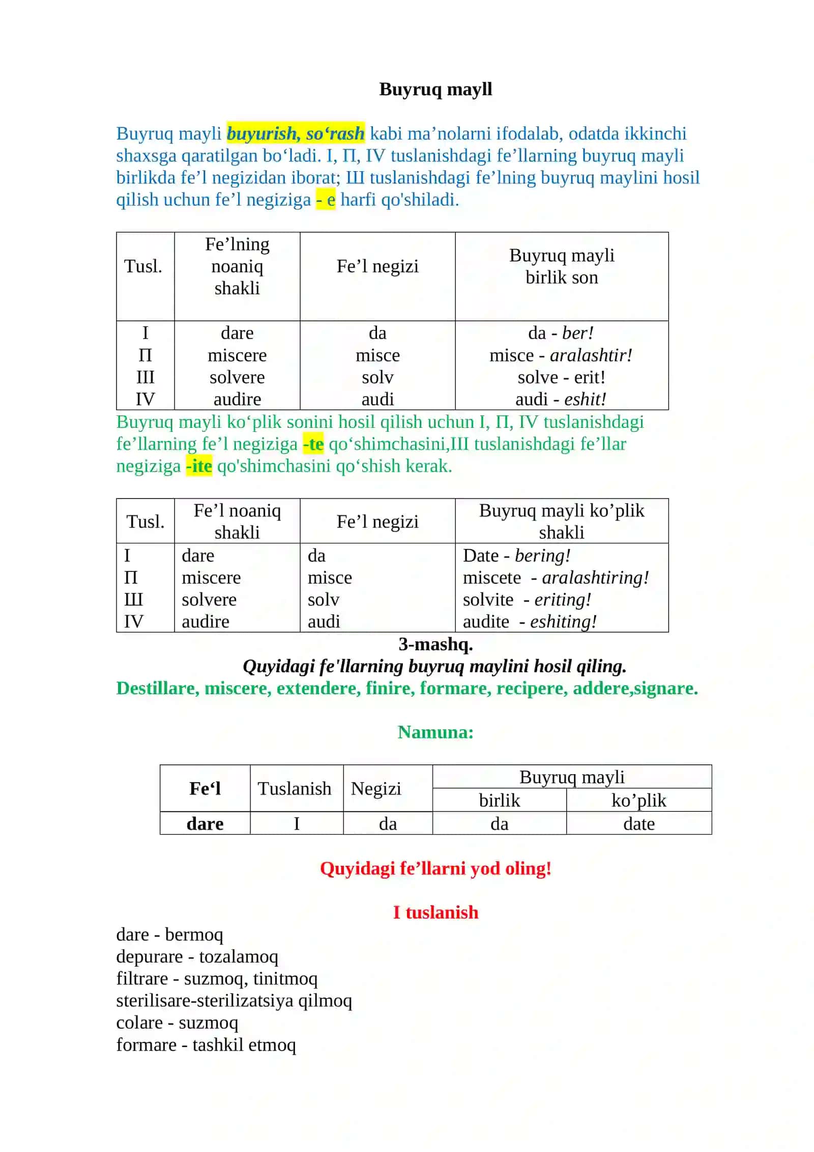 Fe’l va uning grammatik kategoriyalari 2