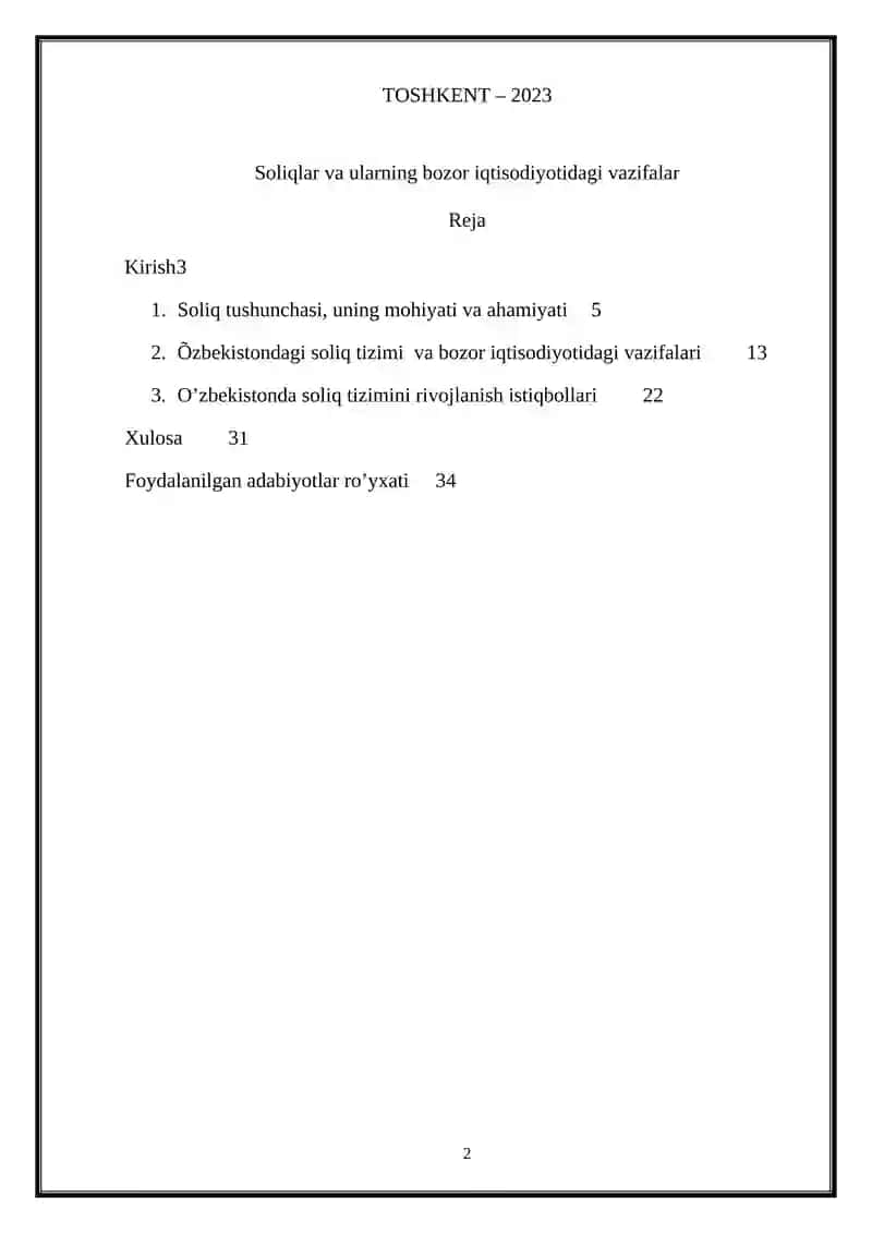 Soliqlar va Ularning Bozor Iqtisodiyotidagi Vazifalar 2