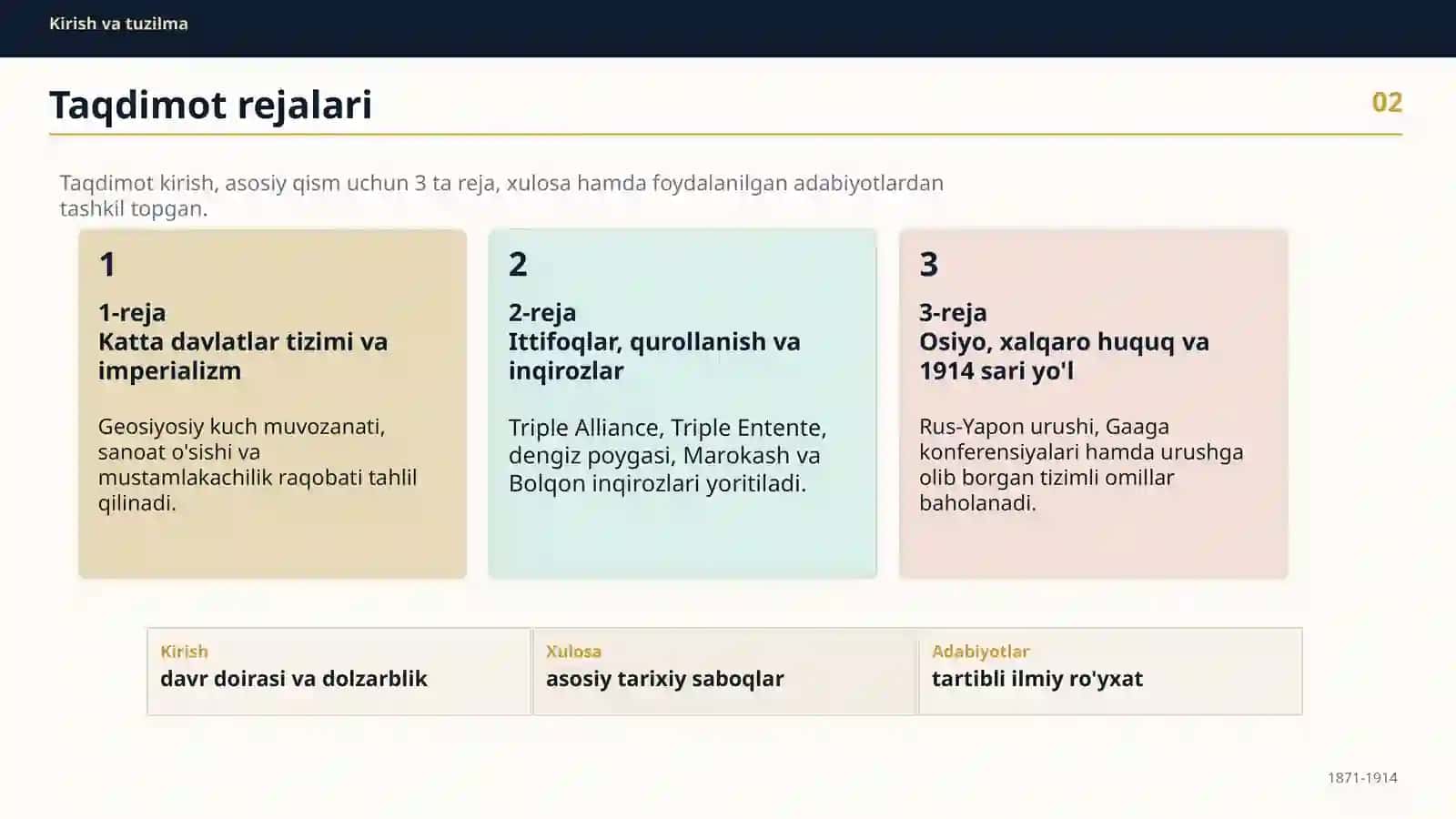 XIX asr oxiri va XX asr boshlarida xalqaro munosabatlar 2