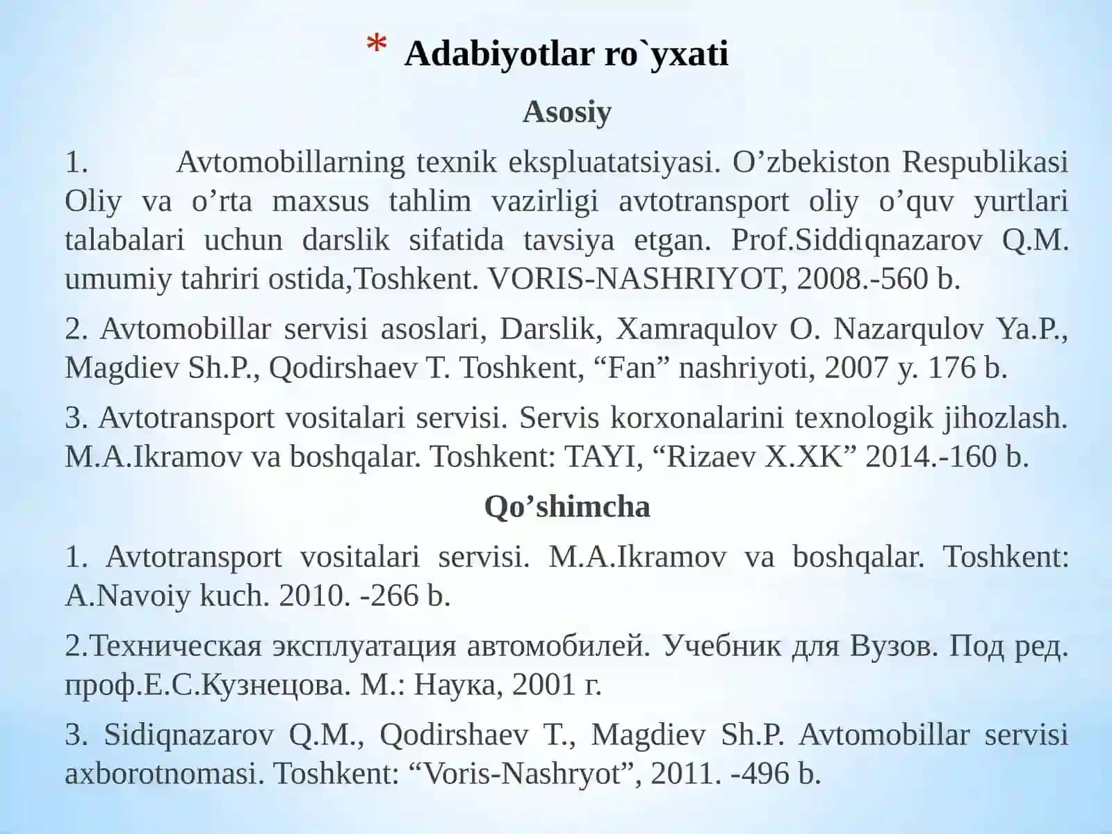 AVТOSERVIS KORХONALARI VA ULARNINGТA’RIFI 2