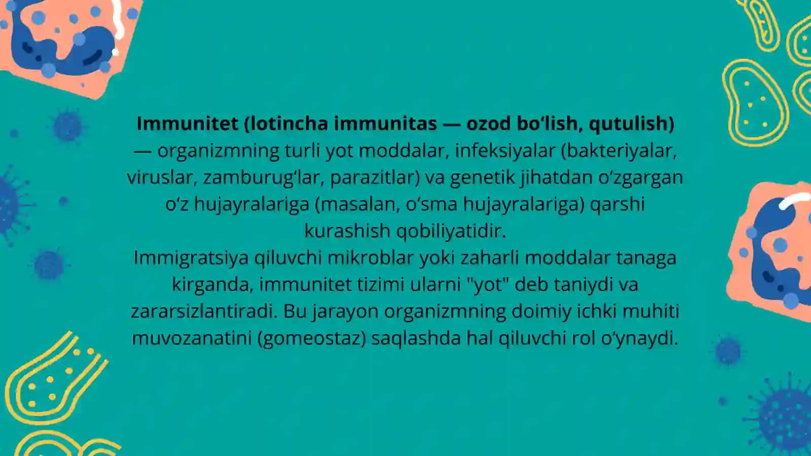 IMMUNITET HAQIDA TUSHUNCHA | Immun tizimi, turlari va organizm himoyasi | 15 slaydli taqdimot 2