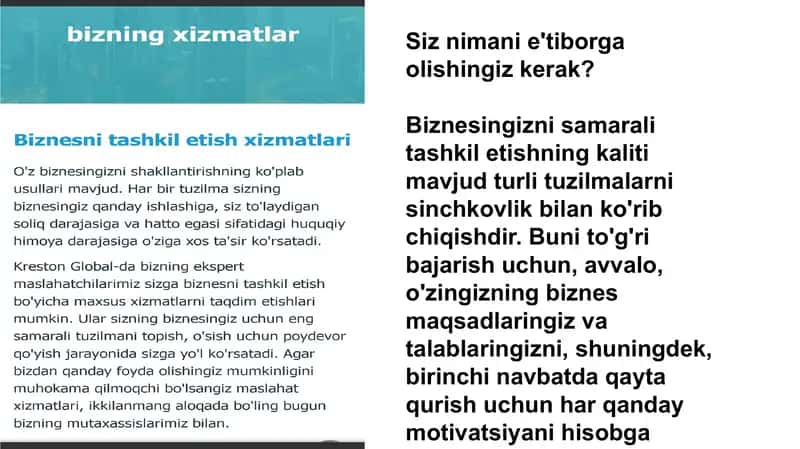Biznesni tashkil etish xizmatlari 2