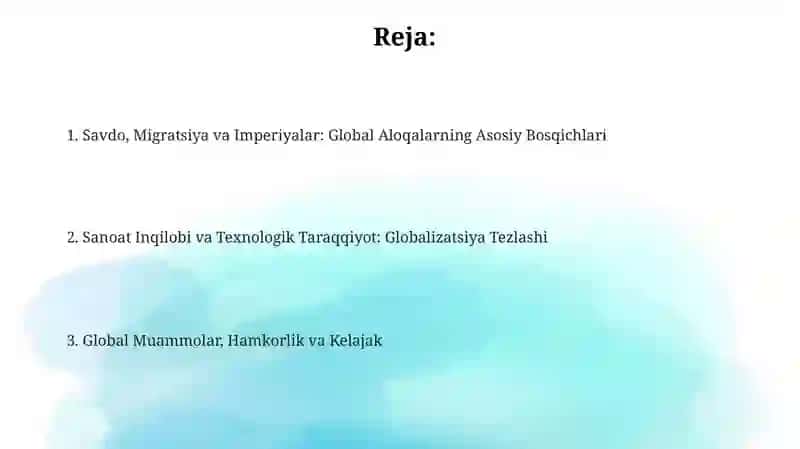 Savdo, Migratsiya va Imperiyalar: Global Aloqalarning Asosiy Bosqichlari 2