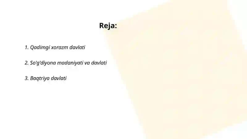 O‘zbek davlatchiligining tarixiy bosqichlari (O‘zbekiston hududidagi davlatlar tarixi misolida) 2