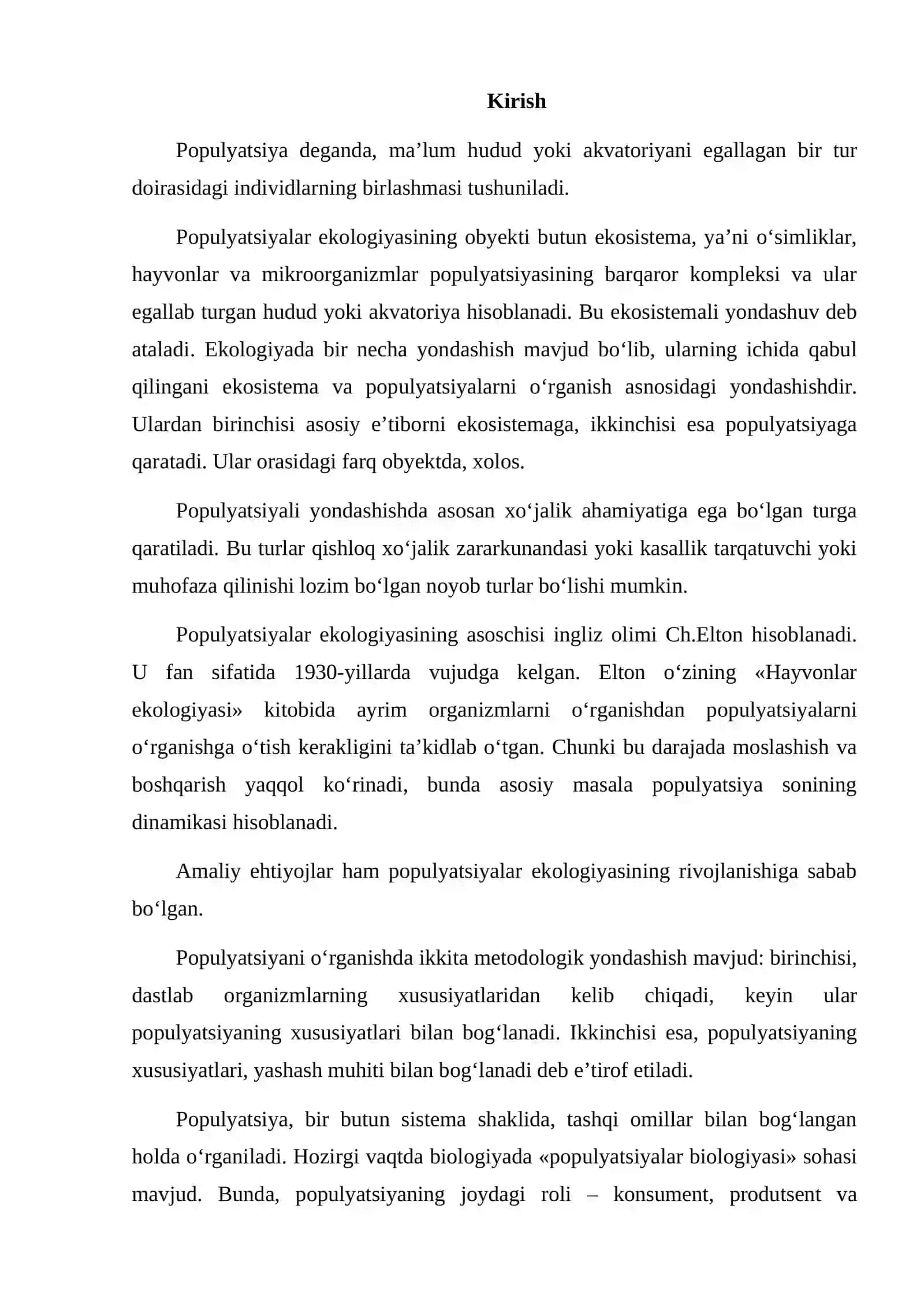 Populyatsiya ekologiyasi 2