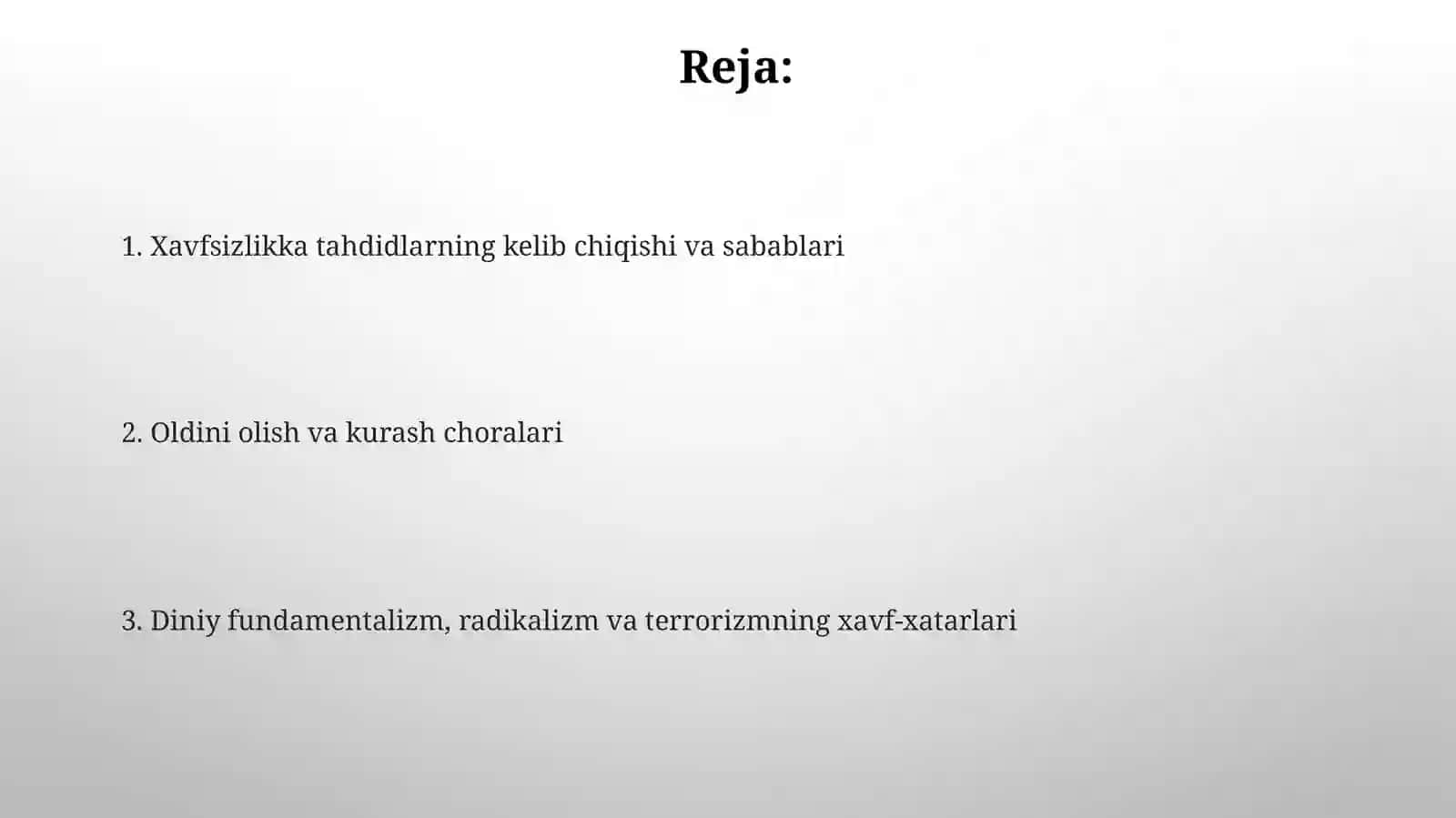 Diniy fundamentalizm, radikalizm va terrorizm xavfsizlikka tahdid 2