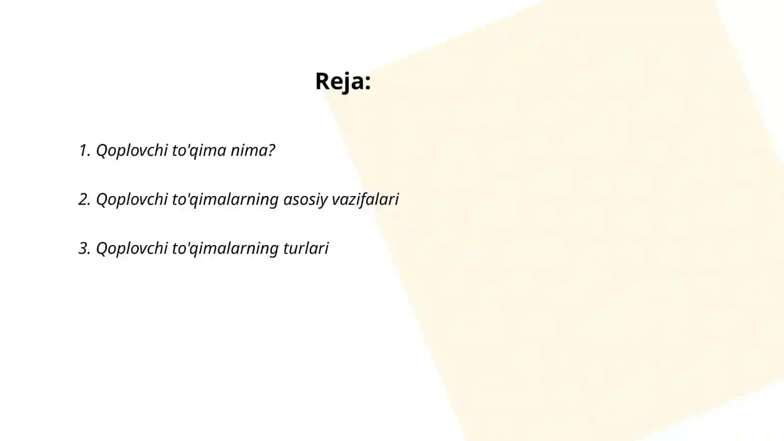 Qoplovchi to'qimaning tuzilishi 2