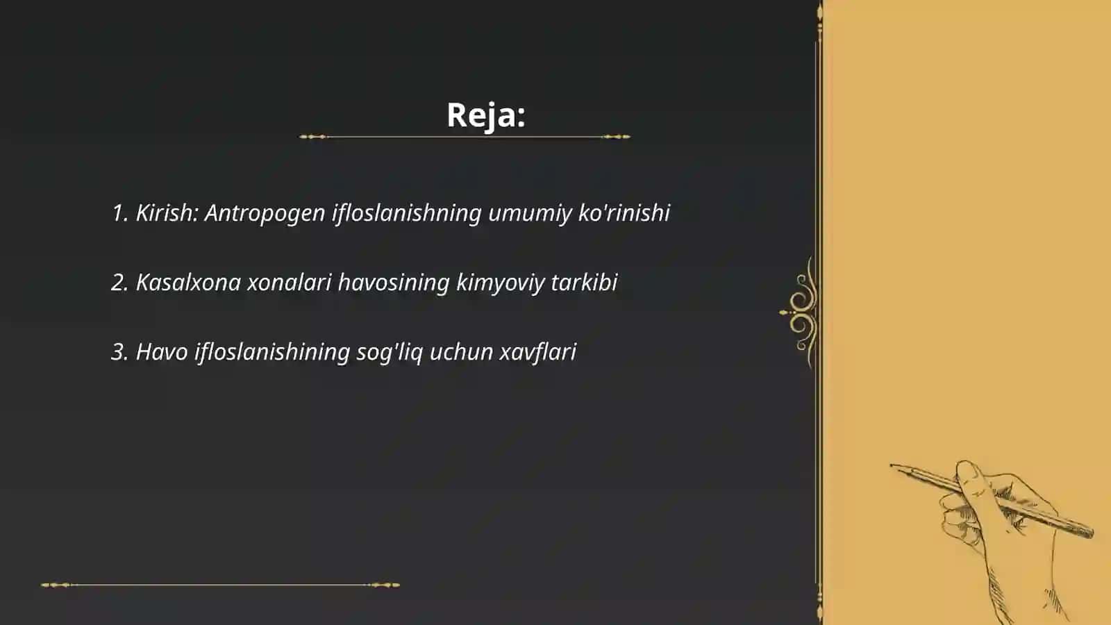 Kasalxona xonalari havosining antropogen kimyoviy ifloslanganligini tekshirish va baholash 2