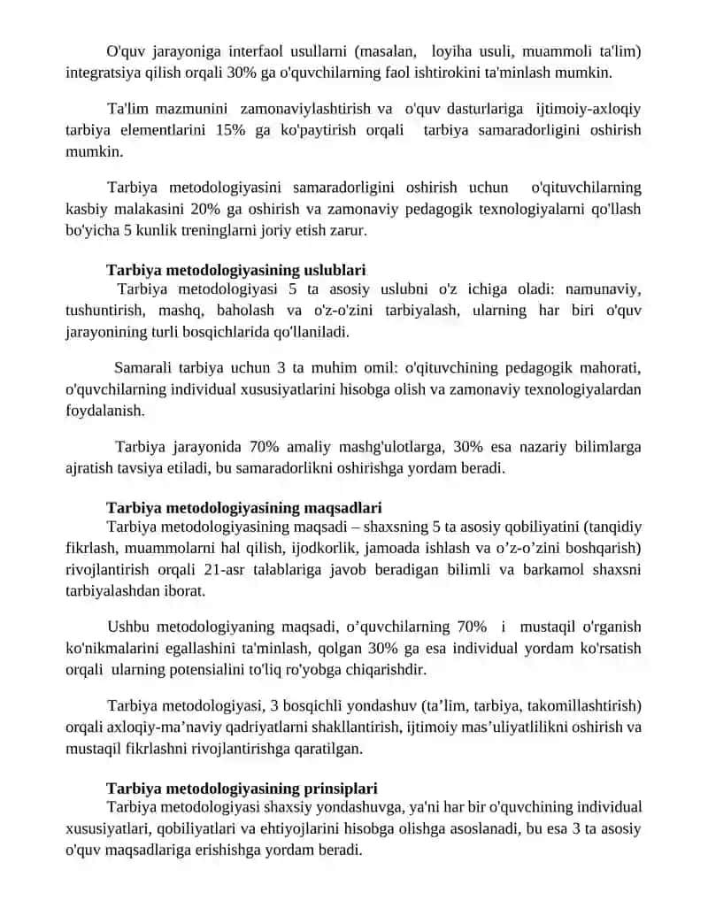 Tarbiya fanini óqitish metodikasi fanining predmeti maqsadi va vazifalari 2