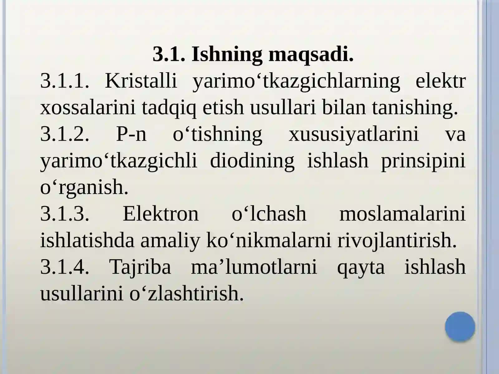 Yarimo‘tkazgichlar va P-no‘tish xossalarini tadqiq etish 2