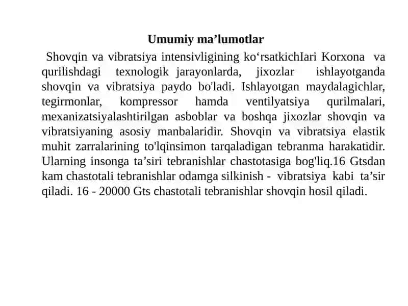 ISHLAB CHIQARISHDAGI SHOVQIN VA VIBRATSIYANI HISOBLASH 2